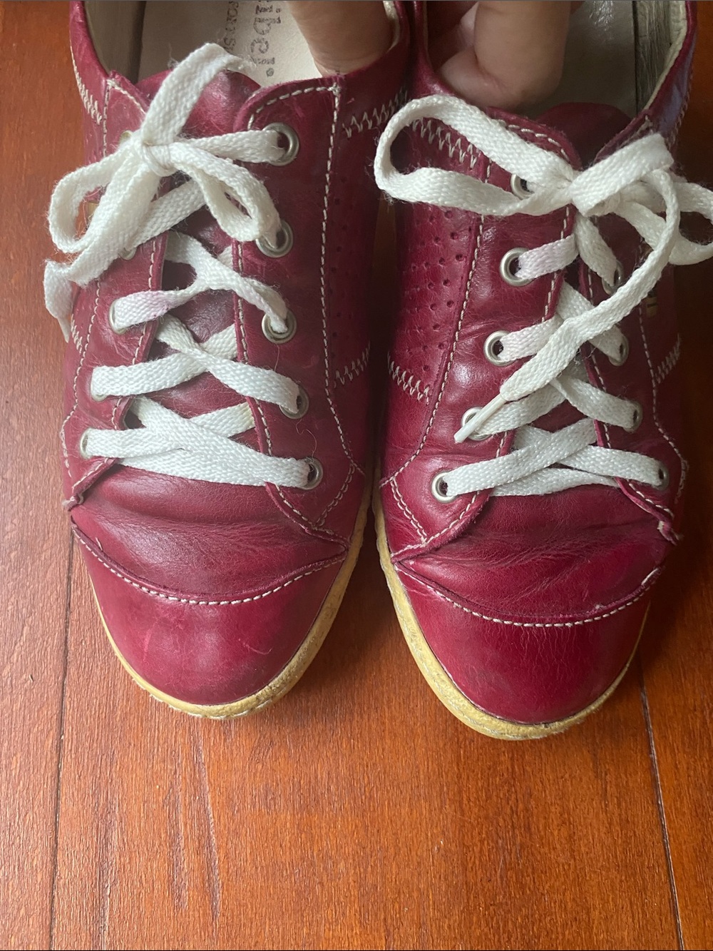 Josef Seibel Caspian Sneaker Shoes Womens 40 Lace Up Casual Low Leather Dark Red - Picture 4 of 7